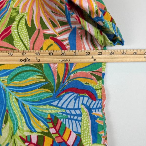 C&C California 100% Linen Shirt Women Large Multicolor Bright Tropical Button-Up - Picture 6 of 7